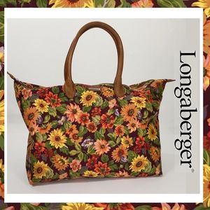 Longaberger Homestead Plum Sunflower Canvas tote